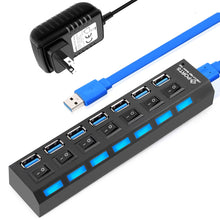 Load image into Gallery viewer, USB 3.0 HUB 2.0 HUB Multi USB Splitter 4/7 Port Expander Multiple USB 3 Hab Use Power Adapter USB3.0 Hub with Switch For PC