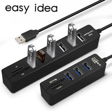 Load image into Gallery viewer, USB Hub 3.0 Multi USB 3.0 Hub USB Splitter High Speed 3 6 Ports 2.0 Hab TF SD Card Reader All In One For PC Computer Accessories