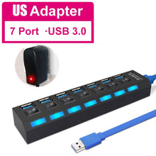 Load image into Gallery viewer, USB 3.0 HUB 2.0 HUB Multi USB Splitter 4/7 Port Expander Multiple USB 3 Hab Use Power Adapter USB3.0 Hub with Switch For PC