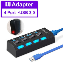 Load image into Gallery viewer, USB 3.0 HUB 2.0 HUB Multi USB Splitter 4/7 Port Expander Multiple USB 3 Hab Use Power Adapter USB3.0 Hub with Switch For PC