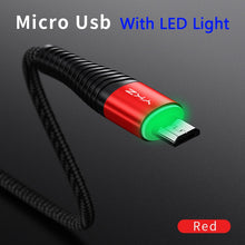 Load image into Gallery viewer, YKZ 3A LED Micro USB Cable Fast Charging Microusb Charger Date Cable Wire For Samsung Huawei Xiaomi Cord Android Mobile Phone