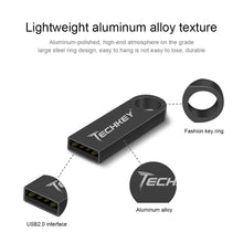 Load image into Gallery viewer, new TECHKEY usb flash drive 64GB 32GB 16GB 8GB 4GB pen drive pendrive флешка waterproof silver u disk memoria cel usb stick gift