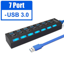 Load image into Gallery viewer, USB 3.0 HUB 2.0 HUB Multi USB Splitter 4/7 Port Expander Multiple USB 3 Hab Use Power Adapter USB3.0 Hub with Switch For PC