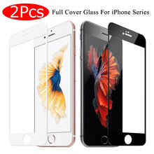 Load image into Gallery viewer, 2Pcs Full Cover Tempered Glass on For iPhone 7 8 6 6s Plus Screen Protector Protective Film For iPhone X XS Max XR Curved Edge