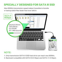 Load image into Gallery viewer, USB 3.0 SATA 3 Cable Sata to USB 3.0 Adapter Up to 6 Gbps Support 2.5 Inches External HDD SSD Hard Drive 22 Pin Sata III Cable