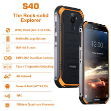 Load image into Gallery viewer, Upgrade 3GB+32GB DOOGEE S40 MTK6739 Quad Core Android 9.0 4G Network Rugged Mobile Phone IP68 5.5inch Display 4650mAh 8.0MP NFC