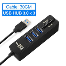 Load image into Gallery viewer, USB Hub 3.0 Multi USB 3.0 Hub USB Splitter High Speed 3 6 Ports 2.0 Hab TF SD Card Reader All In One For PC Computer Accessories