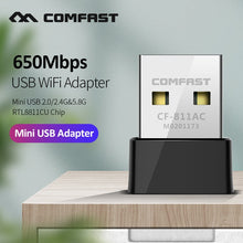 Load image into Gallery viewer, CF-811AC 650Mbs USB Wireless 2.4G&5G Wifi Adapter High speed Network Card RTL8811 Dual Band 802.11 AC Antenna For Laptop Desktop