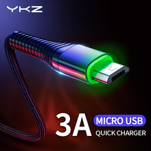 Load image into Gallery viewer, YKZ 3A LED Micro USB Cable Fast Charging Microusb Charger Date Cable Wire For Samsung Huawei Xiaomi Cord Android Mobile Phone