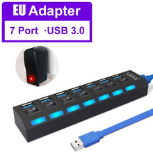 Load image into Gallery viewer, USB 3.0 HUB 2.0 HUB Multi USB Splitter 4/7 Port Expander Multiple USB 3 Hab Use Power Adapter USB3.0 Hub with Switch For PC