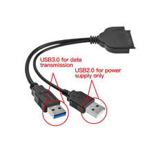 Load image into Gallery viewer, USB 3.0 SATA 3 Cable Sata to USB 3.0 Adapter Up to 6 Gbps Support 2.5 Inches External HDD SSD Hard Drive 22 Pin Sata III Cable