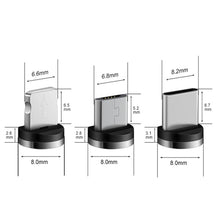 Load image into Gallery viewer, Round Magnetic Cable plug Type C Micro USB C 8 pin Plugs Fast Charging Adapter Phone Microusb Type-C Magnet Charger Plug

