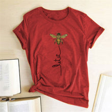 Load image into Gallery viewer, Hillbilly Women Bee Kind T-shirt Aesthetics Graphic Short Sleeve Cotton Polyester T Shirts Female Camisetas Verano Mujer 2020
