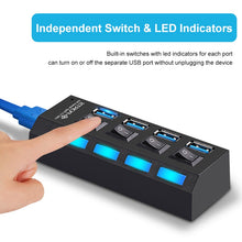 Load image into Gallery viewer, USB 3.0 HUB 2.0 HUB Multi USB Splitter 4/7 Port Expander Multiple USB 3 Hab Use Power Adapter USB3.0 Hub with Switch For PC
