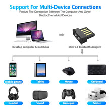 Load image into Gallery viewer, USB Bluetooth Adapters BT 5.0 USB Wireless Computer Adapter Audio Receiver Transmitter Dongles Laptop Earphone BLE Mini Sender
