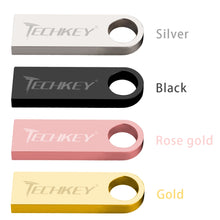 Load image into Gallery viewer, new TECHKEY usb flash drive 64GB 32GB 16GB 8GB 4GB pen drive pendrive флешка waterproof silver u disk memoria cel usb stick gift
