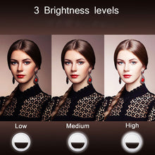 Load image into Gallery viewer, Universal Selfie Lamp Mobile Phone Lens Portable Flash Ring 36 LEDS  Luminous Ring Clip Light For iPhone 8 7 6 Plus Samsung
