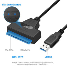 Load image into Gallery viewer, USB 3.0 SATA 3 Cable Sata to USB 3.0 Adapter Up to 6 Gbps Support 2.5 Inches External HDD SSD Hard Drive 22 Pin Sata III Cable
