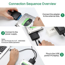 Load image into Gallery viewer, Rovtop USB 3.0 To SATA 3 Cable Sata To USB Adapter Convert Cables Support 2.5 Or 3.5 Inch External SSD HDD Adapter Hard Drive
