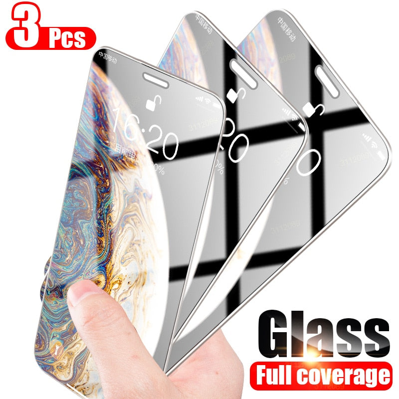 Full Cover Glass on the For iPhone 7 8 6 6s Plus Tempered Glass For iPhone X XS Max XR 5 5S SE 11 Pro Max Screen Protector