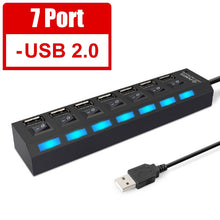 Load image into Gallery viewer, USB 3.0 HUB 2.0 HUB Multi USB Splitter 4/7 Port Expander Multiple USB 3 Hab Use Power Adapter USB3.0 Hub with Switch For PC
