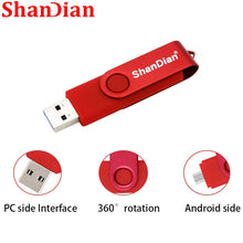 Load image into Gallery viewer, SHANDIAN USB flash drive OTG high Speed drive 64 GB 32 GB 16 GB 8 GB 4GB external storage double Application Micro USB Stick
