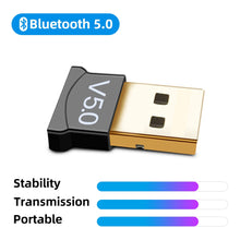Load image into Gallery viewer, USB Bluetooth Adapters BT 5.0 USB Wireless Computer Adapter Audio Receiver Transmitter Dongles Laptop Earphone BLE Mini Sender
