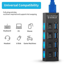 Load image into Gallery viewer, USB 3.0 HUB 2.0 HUB Multi USB Splitter 4/7 Port Expander Multiple USB 3 Hab Use Power Adapter USB3.0 Hub with Switch For PC
